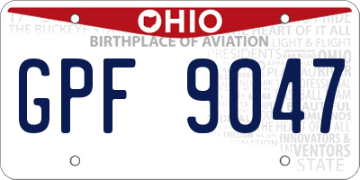 OH license plate GPF9047