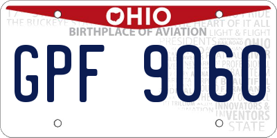 OH license plate GPF9060