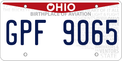 OH license plate GPF9065
