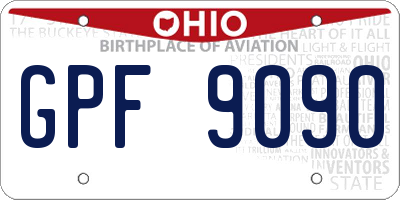 OH license plate GPF9090