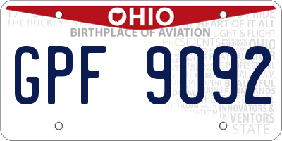 OH license plate GPF9092