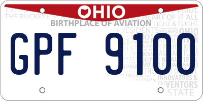 OH license plate GPF9100