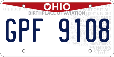 OH license plate GPF9108