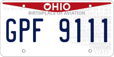 OH license plate GPF9111