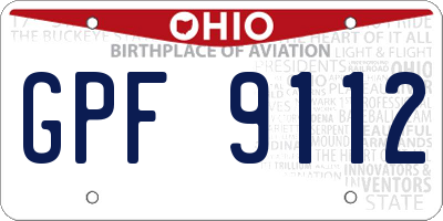 OH license plate GPF9112