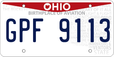 OH license plate GPF9113