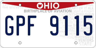 OH license plate GPF9115