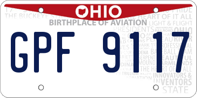OH license plate GPF9117