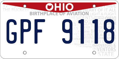 OH license plate GPF9118