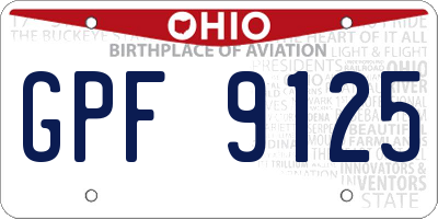 OH license plate GPF9125