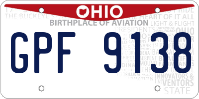OH license plate GPF9138