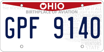 OH license plate GPF9140