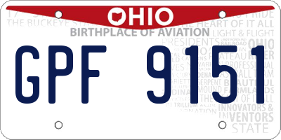OH license plate GPF9151