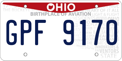 OH license plate GPF9170