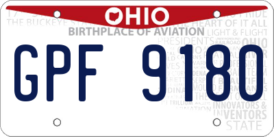 OH license plate GPF9180