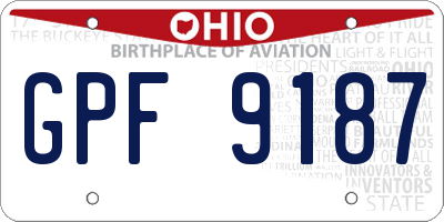 OH license plate GPF9187