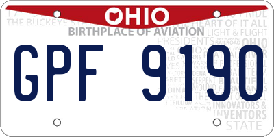 OH license plate GPF9190