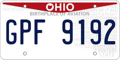 OH license plate GPF9192