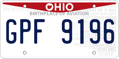 OH license plate GPF9196