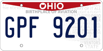 OH license plate GPF9201