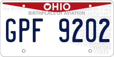 OH license plate GPF9202