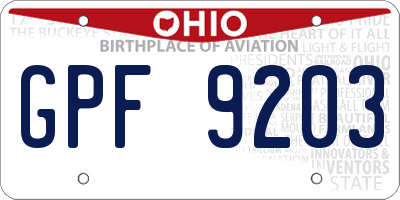 OH license plate GPF9203