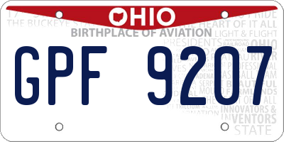 OH license plate GPF9207