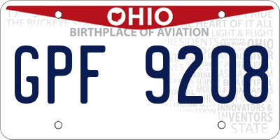 OH license plate GPF9208