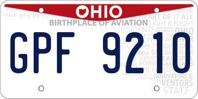 OH license plate GPF9210