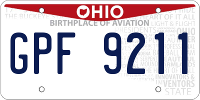 OH license plate GPF9211