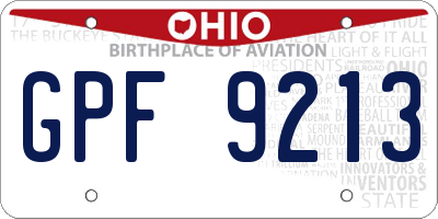OH license plate GPF9213