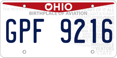 OH license plate GPF9216
