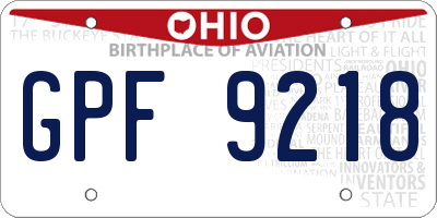 OH license plate GPF9218