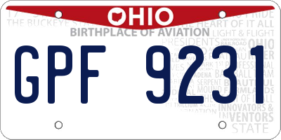 OH license plate GPF9231
