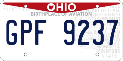 OH license plate GPF9237