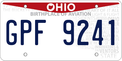 OH license plate GPF9241