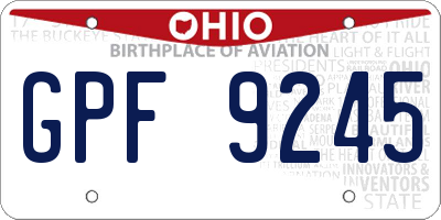 OH license plate GPF9245