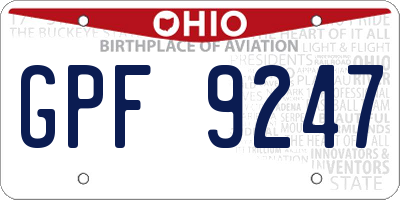 OH license plate GPF9247