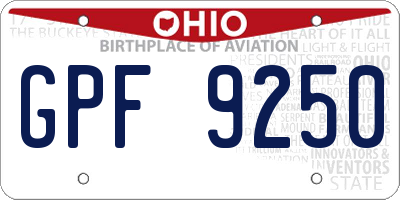 OH license plate GPF9250