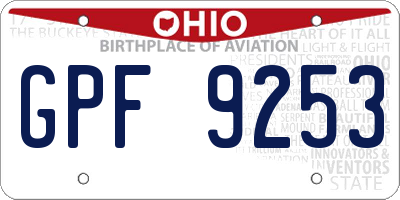 OH license plate GPF9253