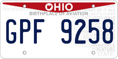 OH license plate GPF9258