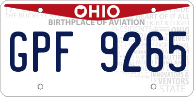 OH license plate GPF9265