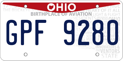 OH license plate GPF9280