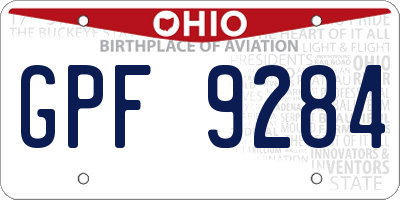 OH license plate GPF9284