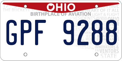 OH license plate GPF9288
