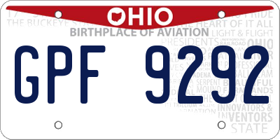 OH license plate GPF9292