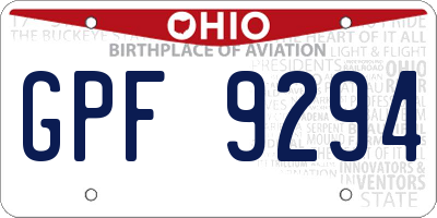 OH license plate GPF9294