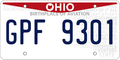 OH license plate GPF9301