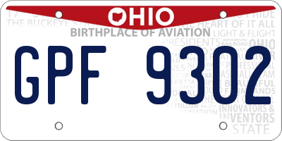 OH license plate GPF9302