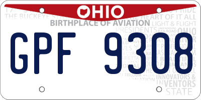 OH license plate GPF9308
